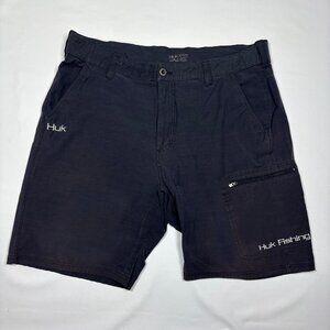 HUK Black Hybrid Shorts Casual Swim Surf Golf Mens XXL 40" Waist / 9" Inseam